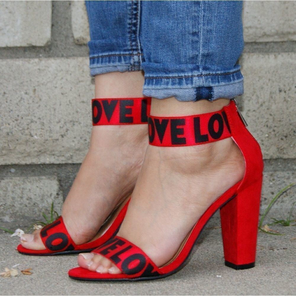 Red Love Block Heel - Picture 5 of 6